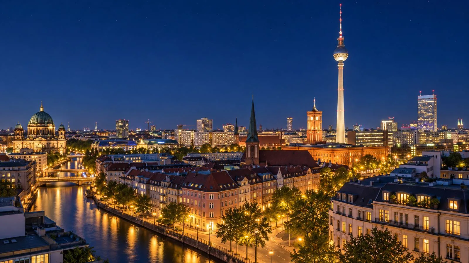 Berliner Straße bei Nacht